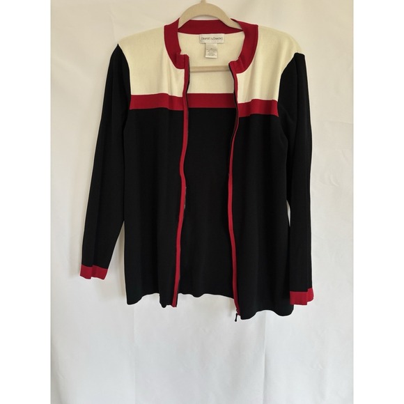 DRAPERS & DAMONS Women's Size Medium- Black Red Ivory-Full Zip Top - Picture 4 of 8